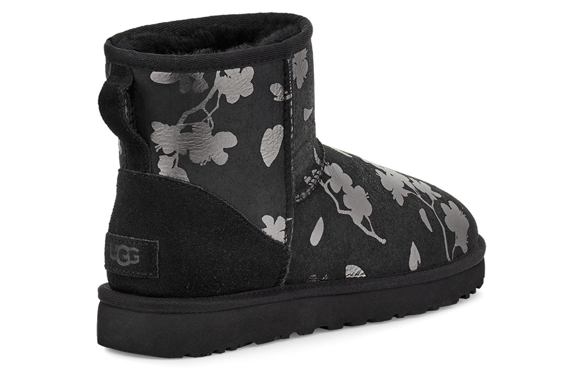 (WMNS) UGG Classic Mini Floral Foil Fleece Lined Black 1118163-BLK
