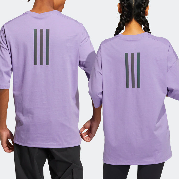 adidas Casual Breathable Sports Splicing Round Neck Short Sleeve Couple Style Purple HE7352