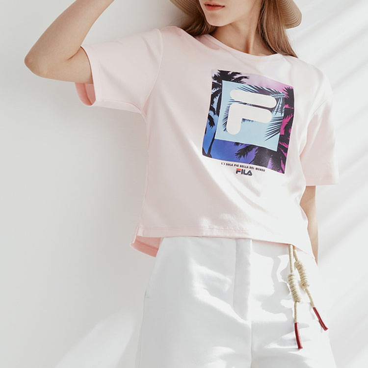 (WMNS) FILA Printing Short Sleeve Pink T-Shirt F11W028137F-PK