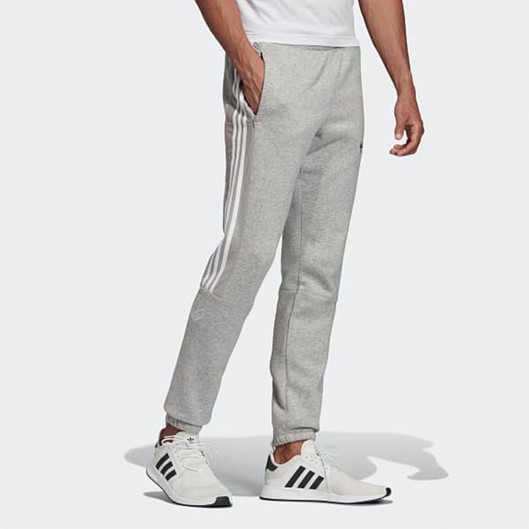 adidas originals Solid Color Elastic Waistband Bundle Feet Casual Sports Pants Gray ED4691