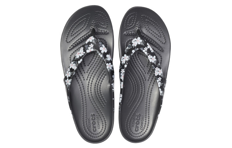 (WMNS) Crocs Kadee II Seasonal Flip Flops 'Tropical Floral Black' 205635-98F