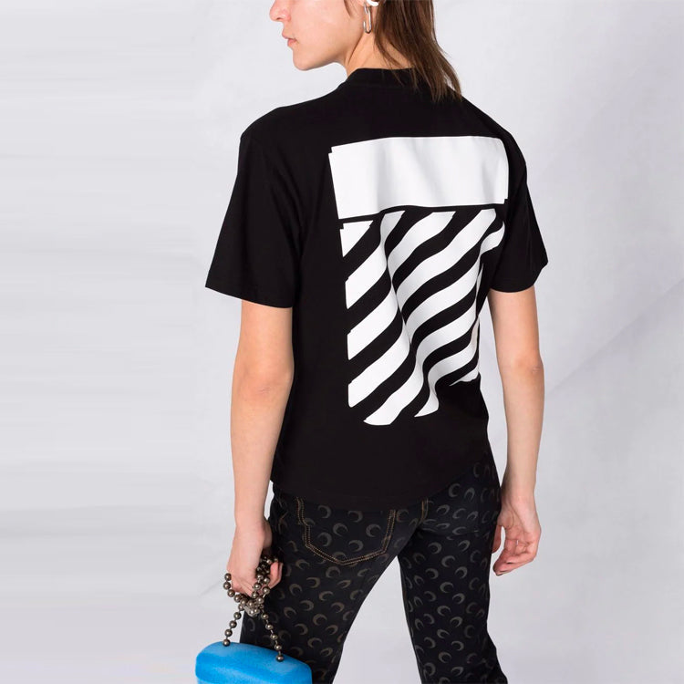 (WMNS) Off-White Logo-Print Diag T-shirt 'Black' OWAA049C99JER0011001