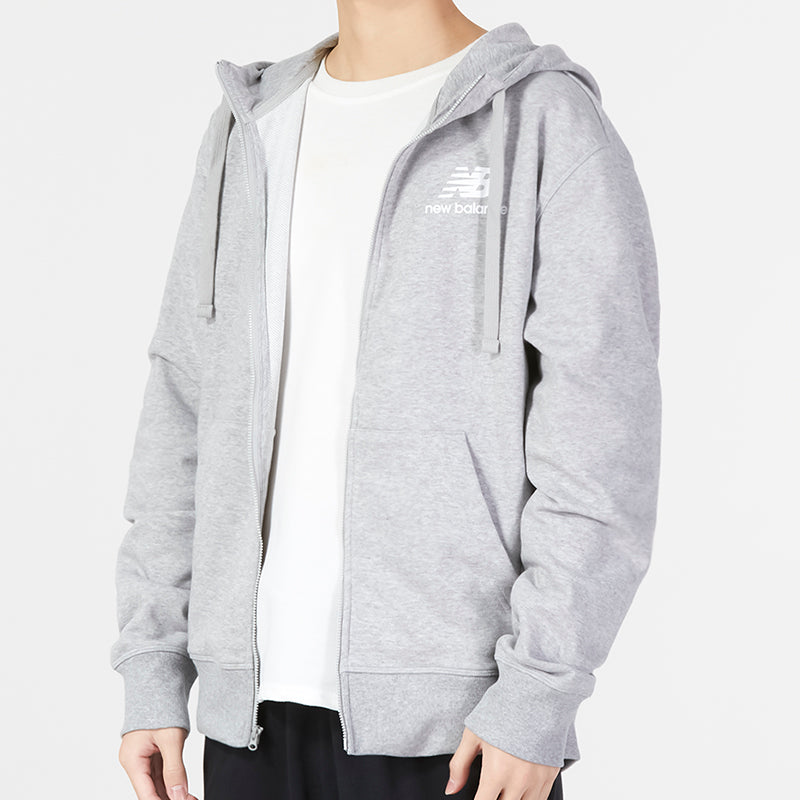 New Balance Essentials Stacked Logo French Terry Jacket Asia Sizing 'Classic Grey' MJ31536-AG
