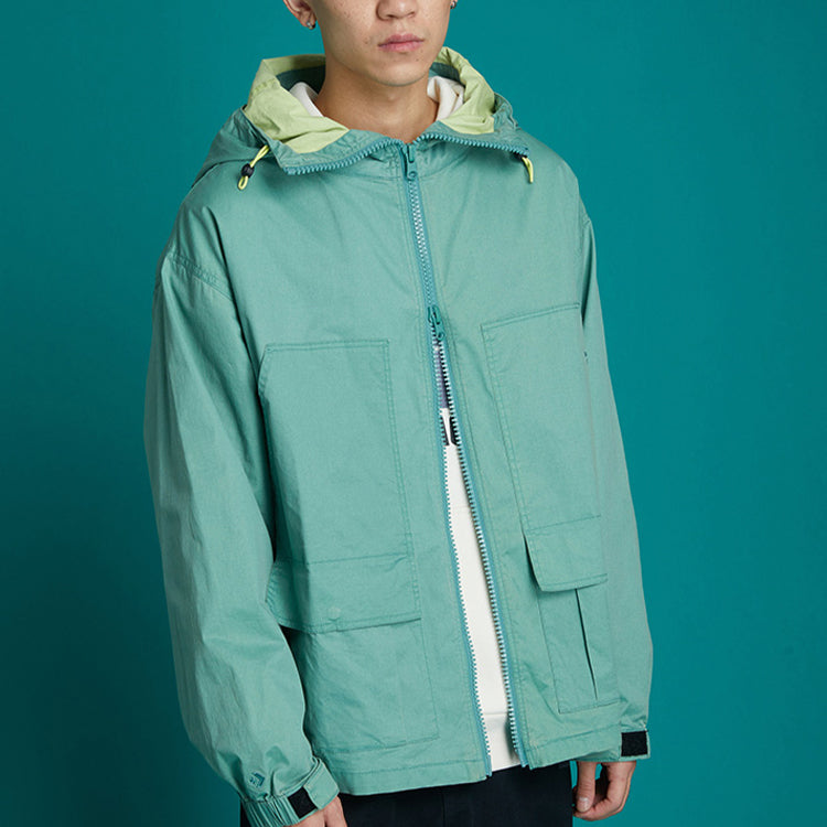 Men's Converse Pocket Casual Hooded Jacket Washed Blue 10021097-A03