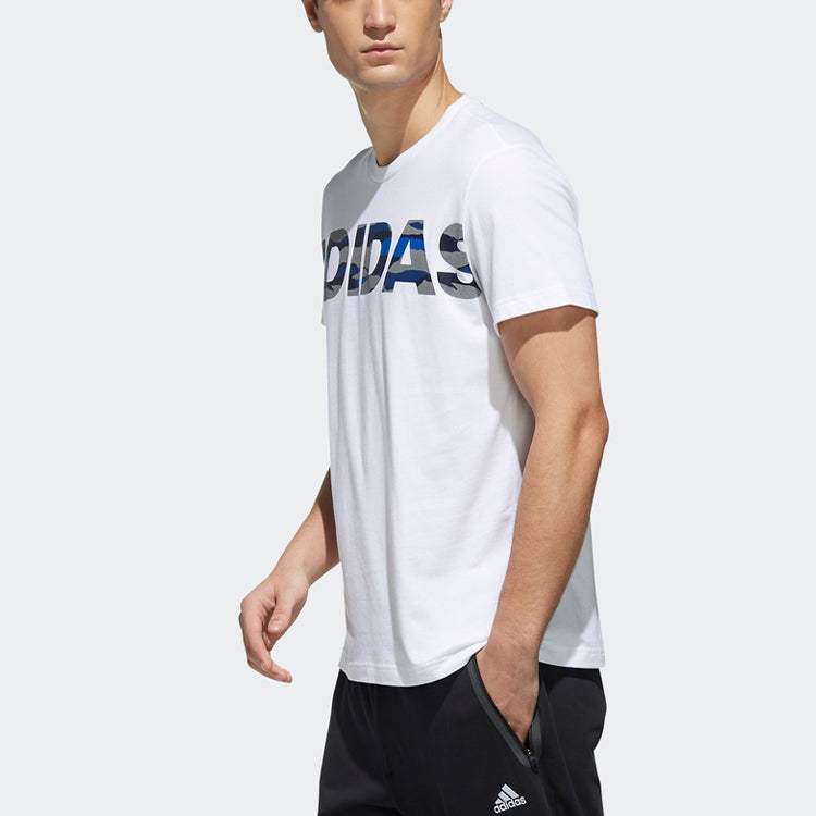 adidas Logo Large Alphabet Printing Short Sleeve White DZ1986