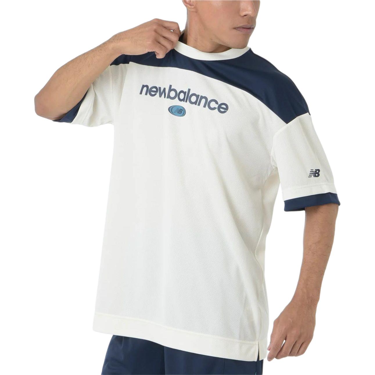 New Balance Linear Logo Honeycomb Mesh T-shirt Asia Sizing 'Sea Salt' AMT45072-SST