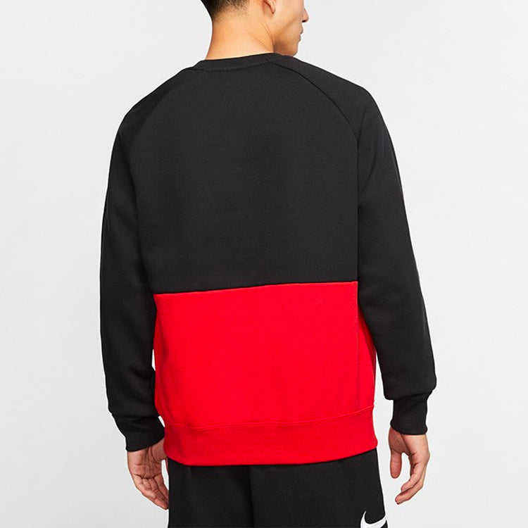Nike Air Splicing Colorblock Large Logo Fleece Round Neck Black CJ4828-011