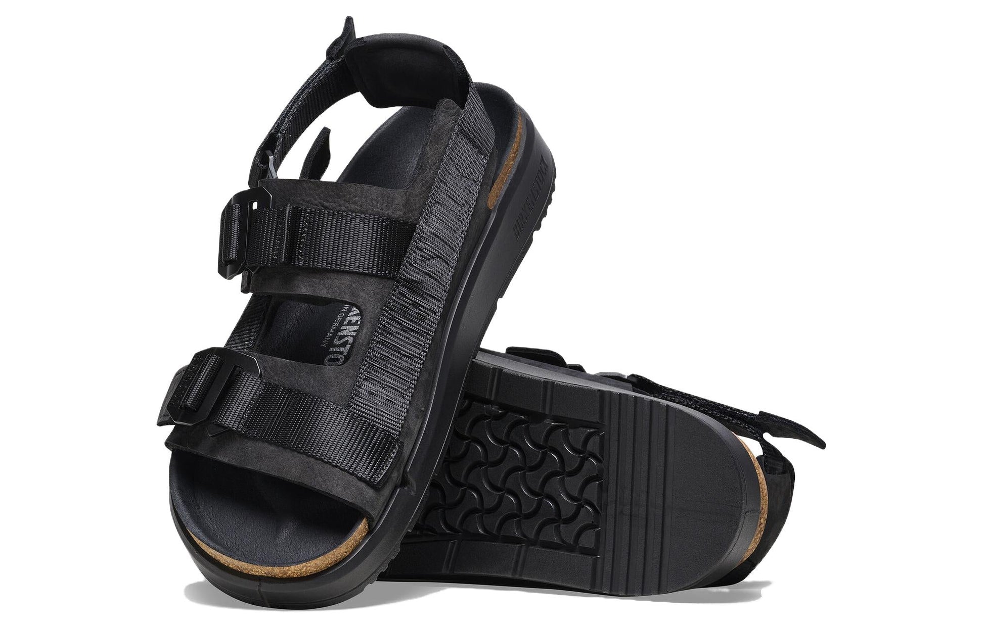 Birkenstock Shinjuku Natural Leather Textile Sandals 'Black' 1024599