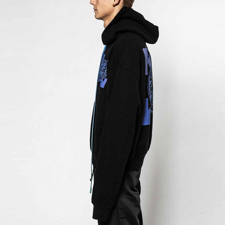 Men's Off-White Wizard and Cat Over Arrow Logo Loose Fit Black OMBB037F19E300171030