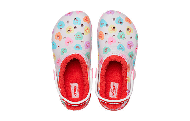 (GS) Crocs Classic Lined Elevated Sweethearts Clogs 'Red White' 207738-119