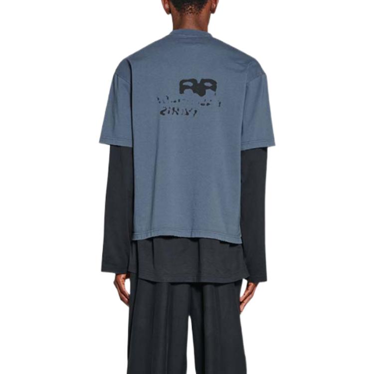 Balenciaga Hand-Drawn BB Icon T-Shirt Medium Fit 'Blue Black' 612966TNVN44183