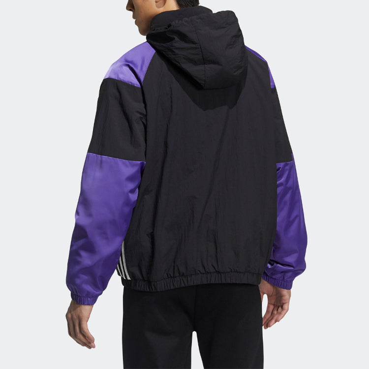 adidas neo M Ss Feb Wl Wb Contrasting Colors Sports Stand Collar Windproof Jacket Black GP4809