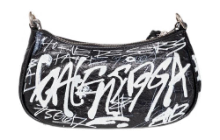 (WMNS) Balenciaga Le Cagole Mini Bag With Chain Graffiti 'Black' 695814210G61090