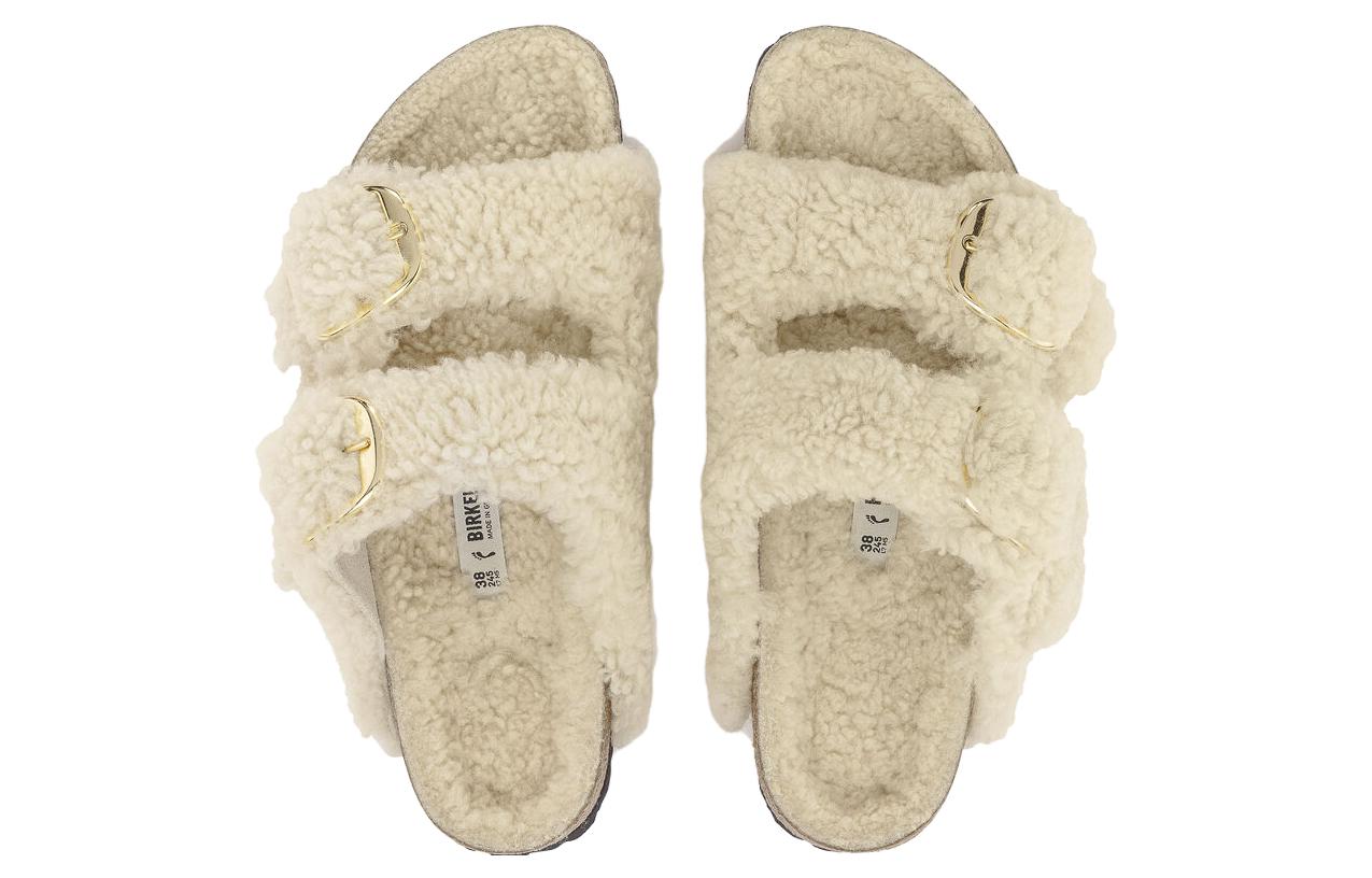 (WMNS) Birkenstock Arizona Big Buckle Shearling Narrow Fit 'Teddy Eggshell' 1023130