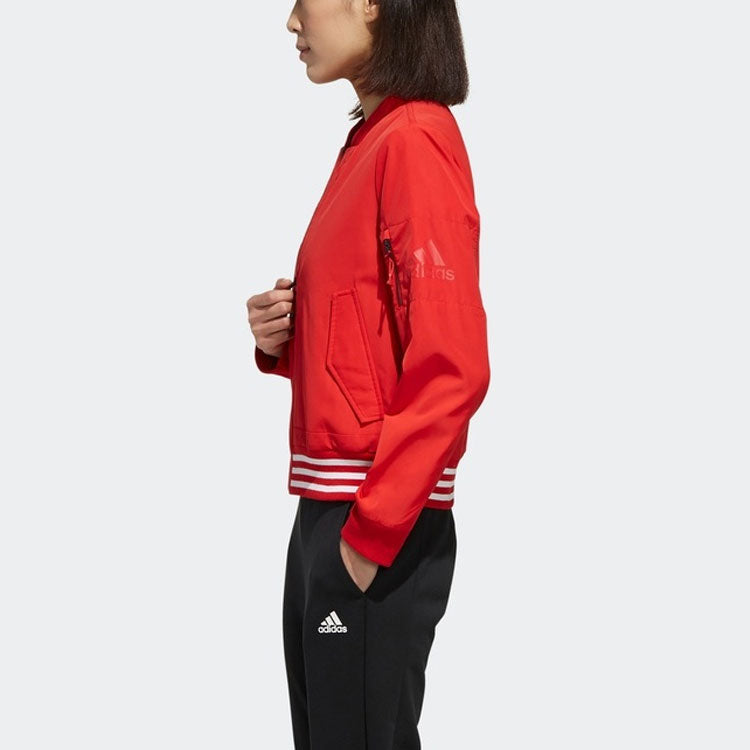 (WMNS) adidas WV 3S Zipper Casual Sports Woven Jacket Red FI9270
