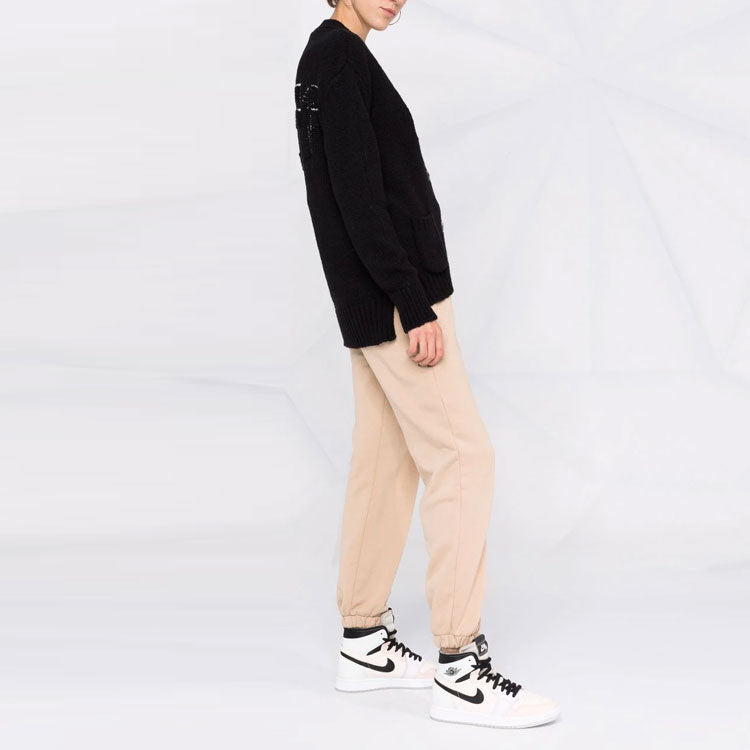 (WMNS) Off-White Logo Floating Cardigan 'Black' OWHB018F21KNI0011001