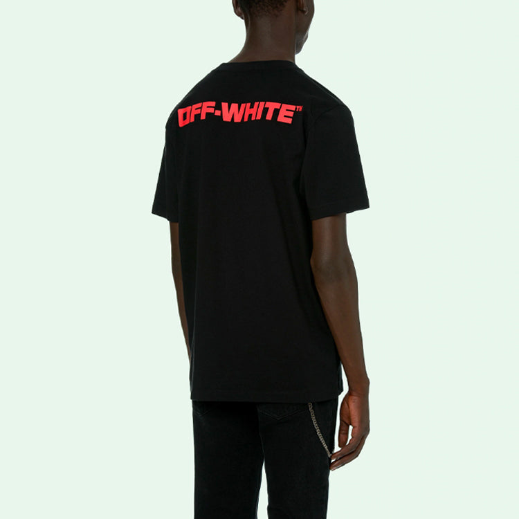 Off-White SS21 Round Neck Printing Short Sleeve Black OMAA027R21JER0061025