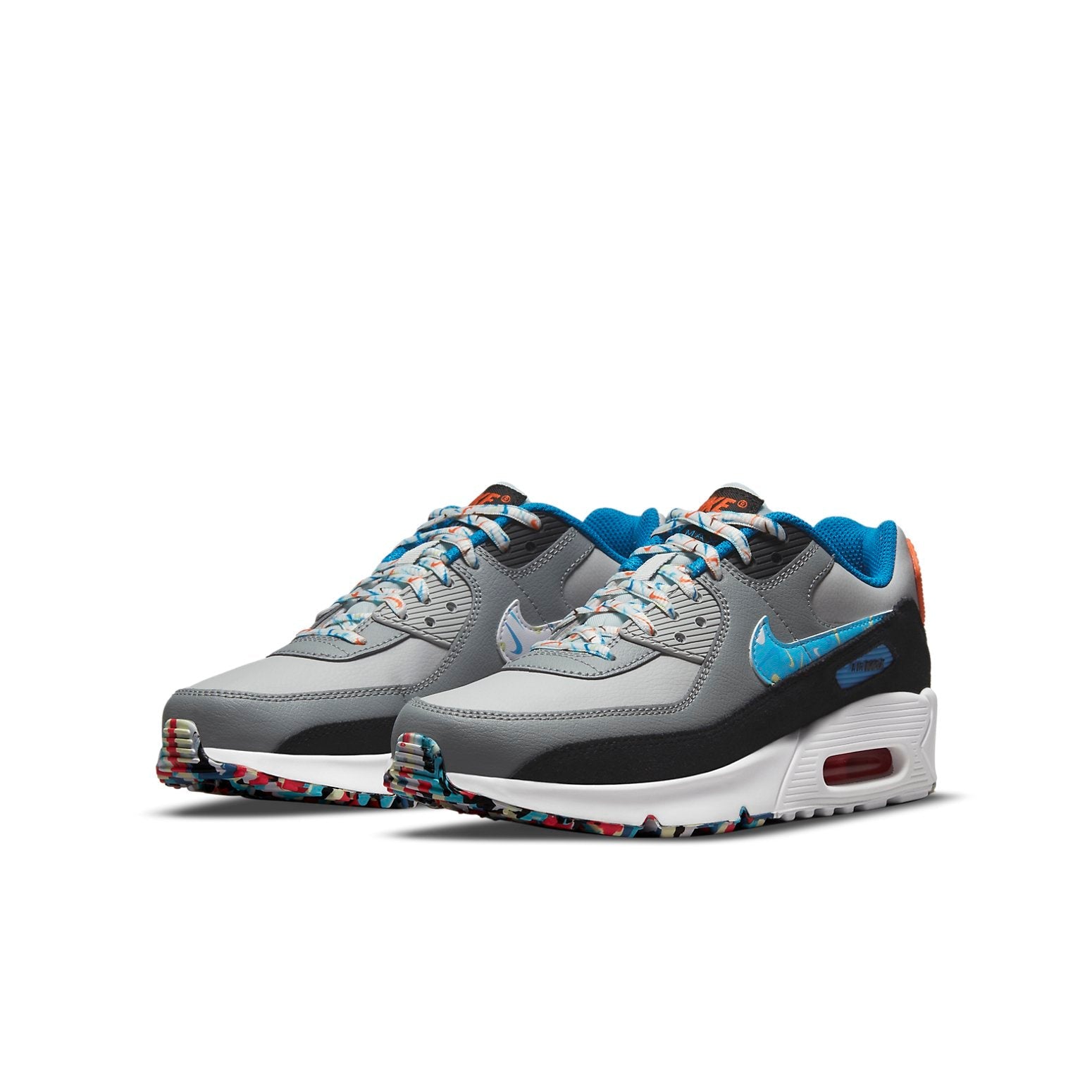 (GS) Nike Air Max 90 Leather 'Grey Fog Multi Swoosh' DM7594-001