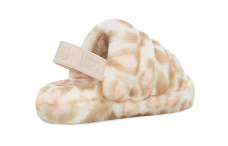 (PS) UGG Fluff Yeah Slide Panther Print Slipper 'White' 1123640K-WHT