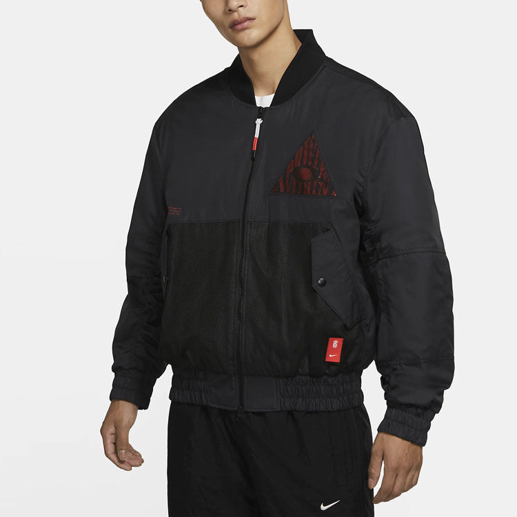 Men's Nike Kyrie Basketball Sports Mesh Patchwork Print Pattern Woven Baseball Padded Jacket CK6671-010