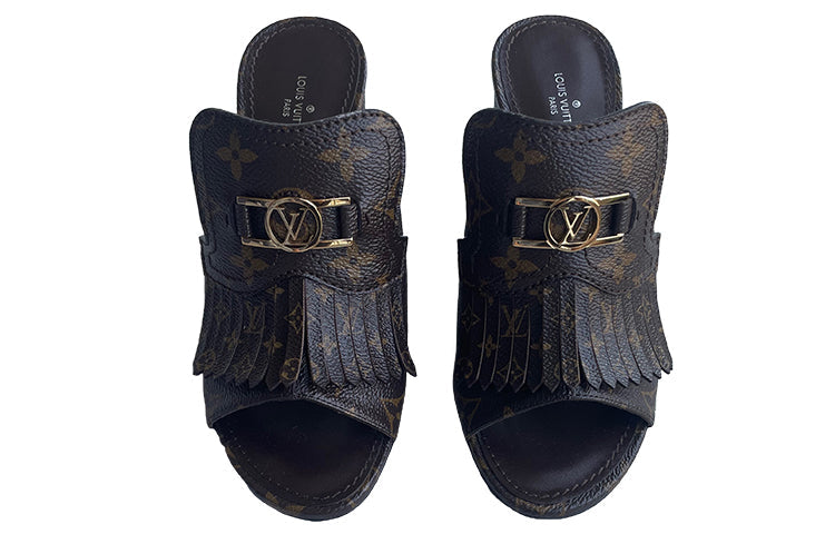 (WMNS) LOUIS VUITTON Monogram Fringe Pumps 'Brown' 1A96HG