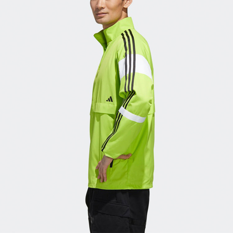 adidas Stand Collar Woven Colorblock Jacket Fluorescent Green GL0400