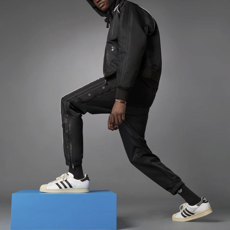 adidas originals Blue Version Series Side Zipper Sports Long Pants Black HB1695