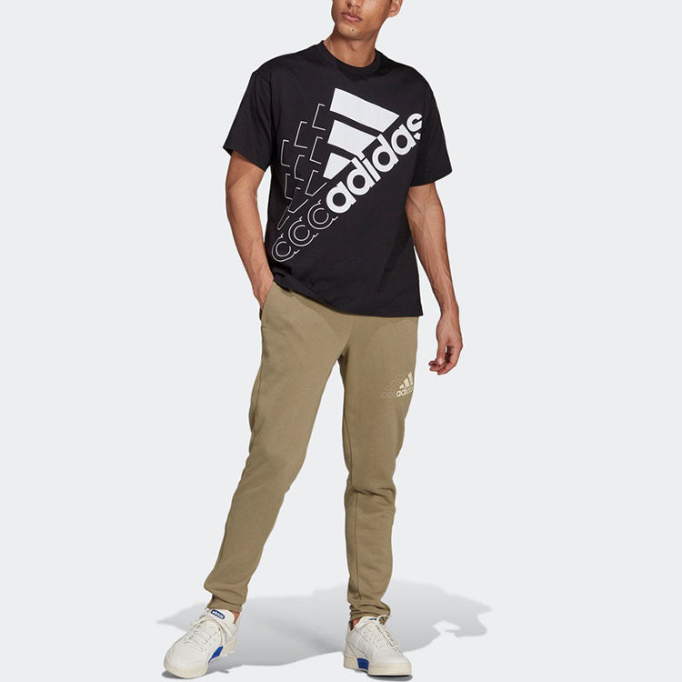 adidas Sports Stylish Round Neck Printing Logo Short Sleeve Couple Style Black GS8749