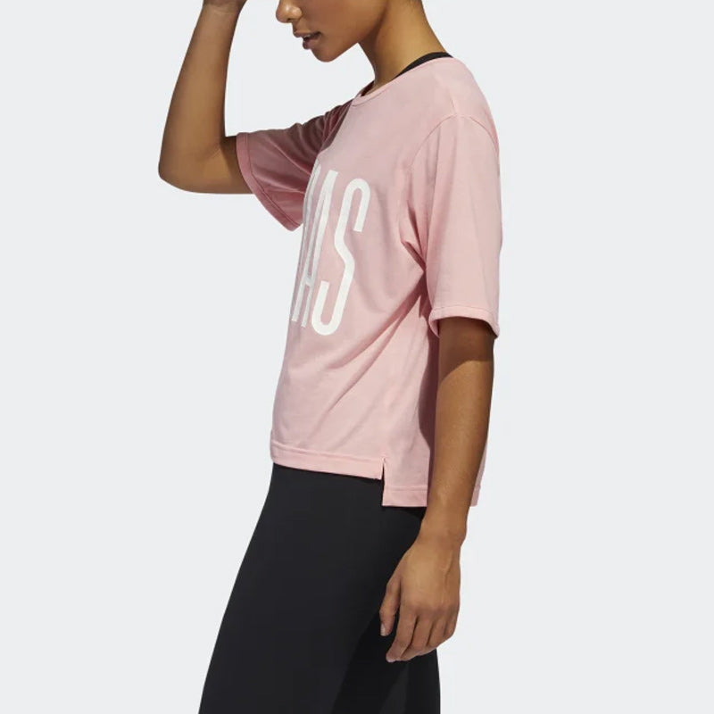 (WMNS) adidas T-Shirt Asia Sizing 'Pink White' FM1655