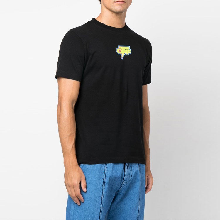Off-White FW22 Back Logo Printing Round Neck Short Sleeve Slim Fit Version Black OMAA027F22JER0071070