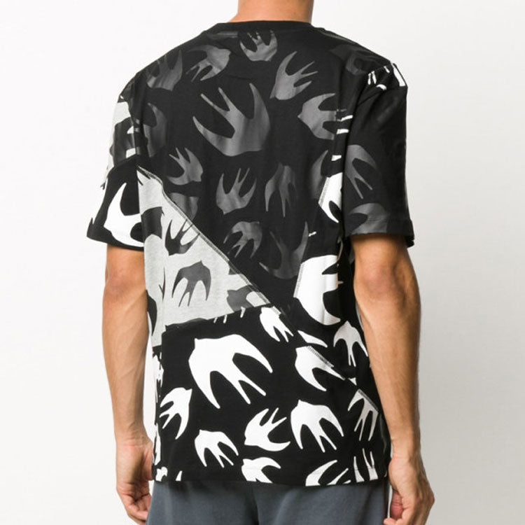 Men's McQ Alexander McQueen Swallow Pattern Round Neck Short Sleeve Colorblock 477018-RPT50-1073