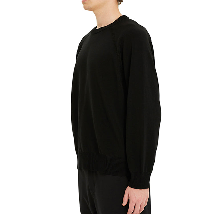 Men's Y-3 SS21 Loose Round Neck Long Sleeves Pullover Black GV4214