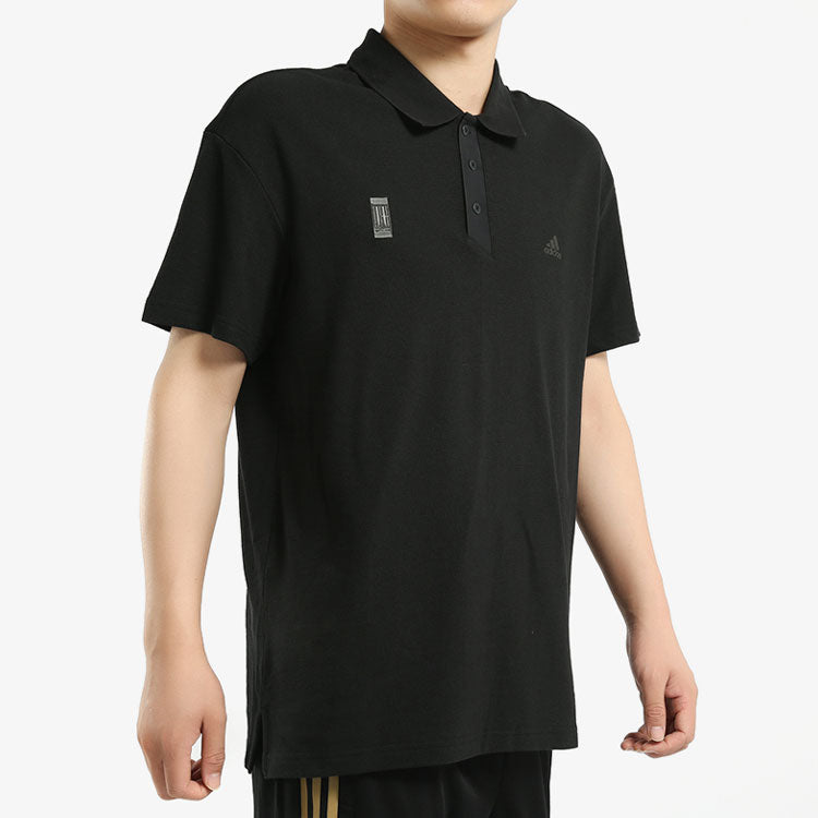 adidas Athleisure Casual Sports Short Sleeve Polo Shirt Black FK4469