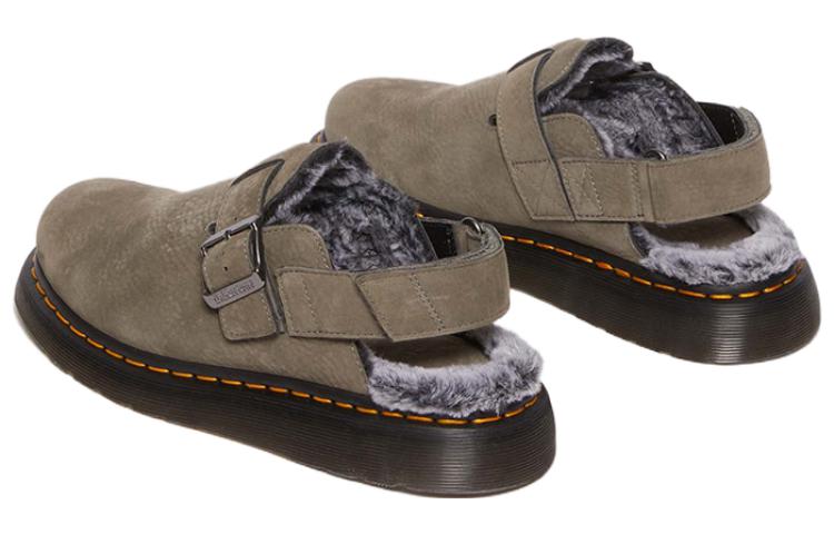 (WMNS) Dr. Martens Jorge II Faux Fur Lined Nubuck Slingback Mules 'Nickel Grey' 31386059