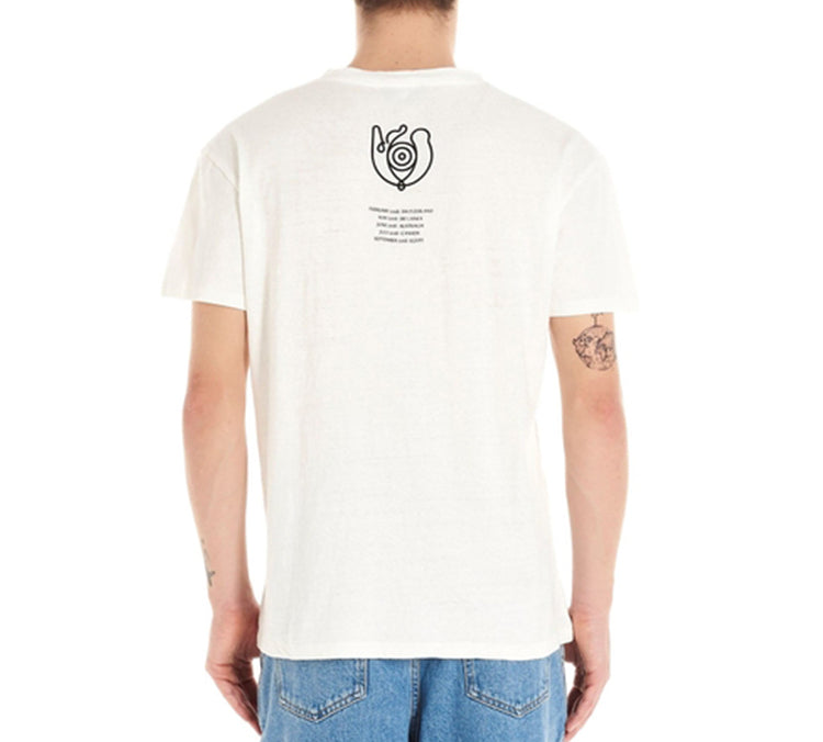 Men's LOEWE Watercolor Printing Cotton Short Sleeve White H6109831PC-2100