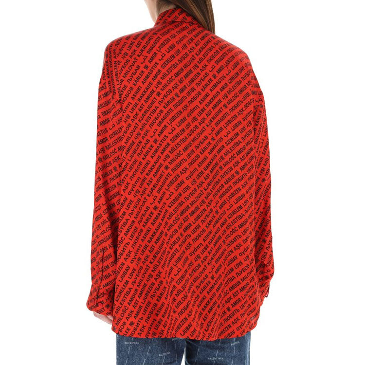 Balenciaga Logo Printing Long-Sleeved Shirt Red 623037TJLI16167