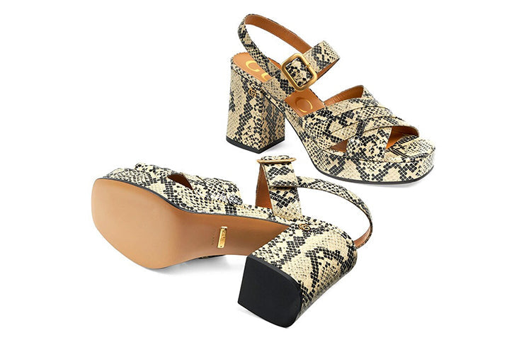 (WMNS) Gucci Python Print Platform Sandal 'Neutral' 656383-19Y00-9719