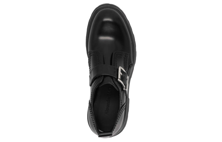 (WMNS) Alexander McQueen Buckle-Detailed Loafers 'Black' 733049WIC651081