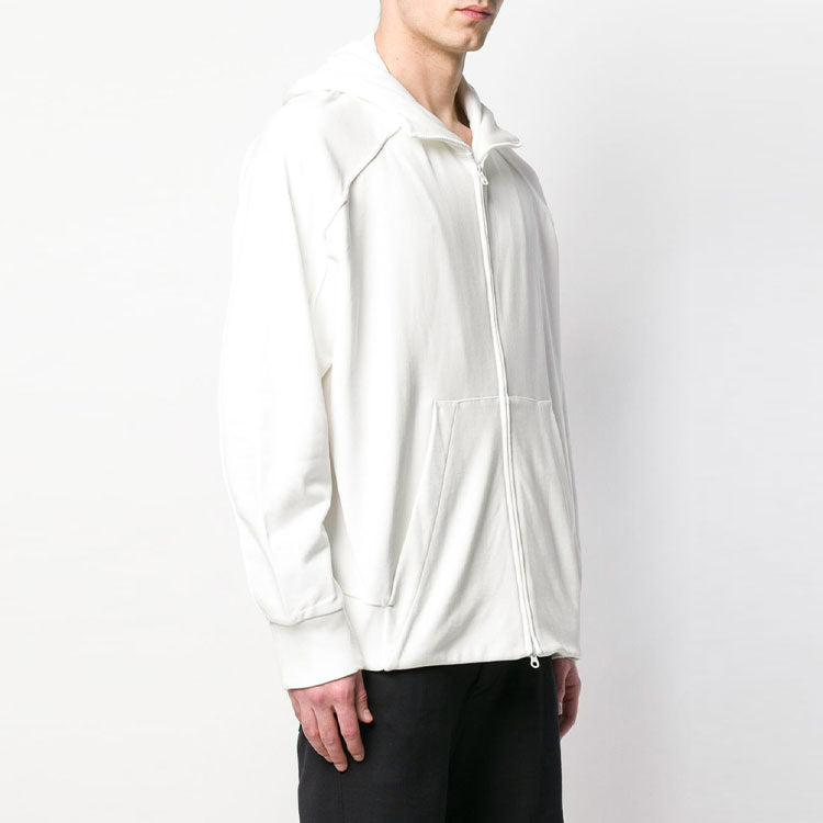 Men's Y-3 Solid Color Zipper Hooded Long Sleeves White DY7161