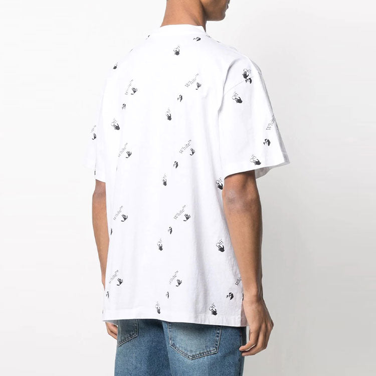 Off-White Full Print Alphabet Logo Round Neck Short Sleeve White OMAA038R21JER0100110