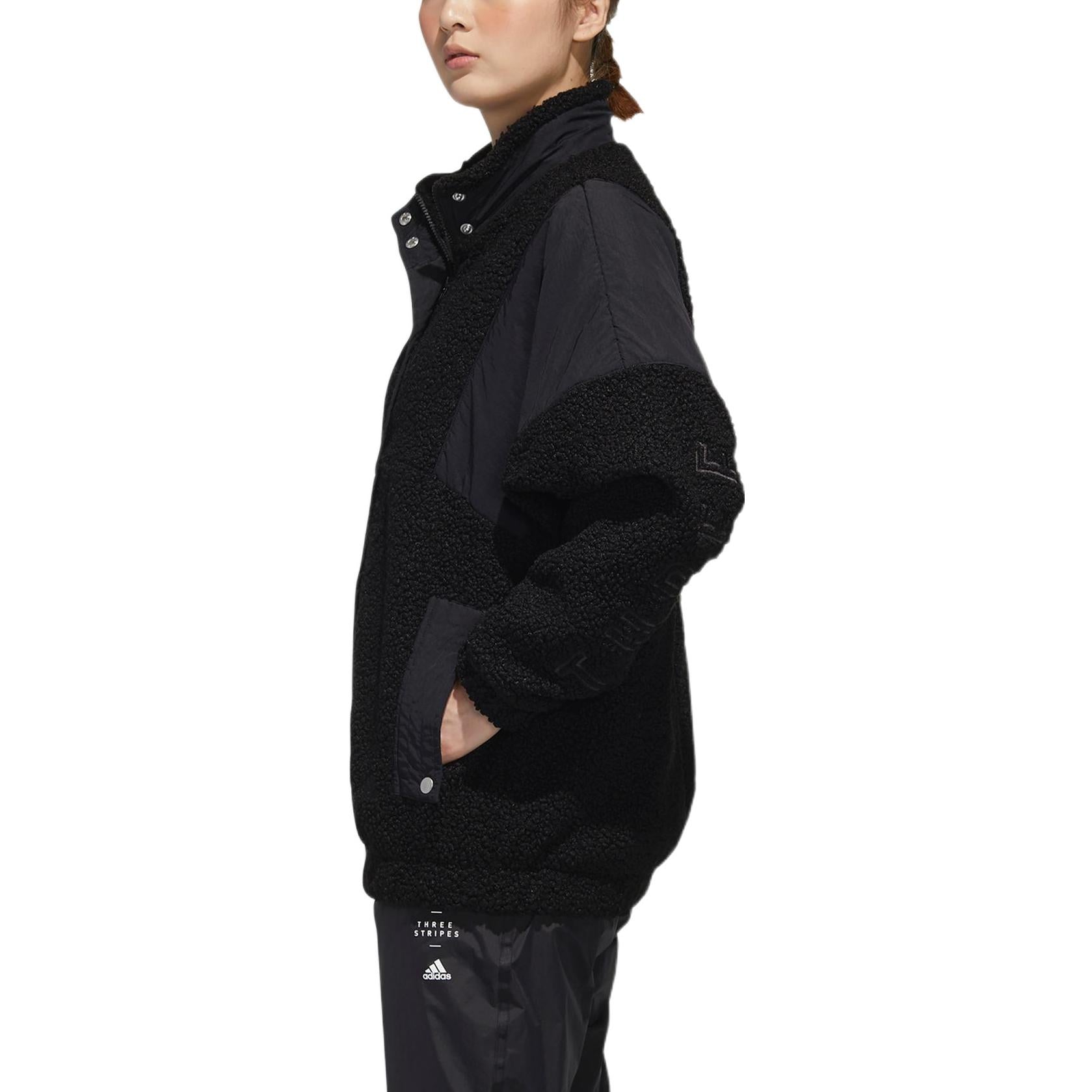 (WMNS) adidas  3-Stripes Sherpa Jacket Asia Sizing 'Black' GF6925