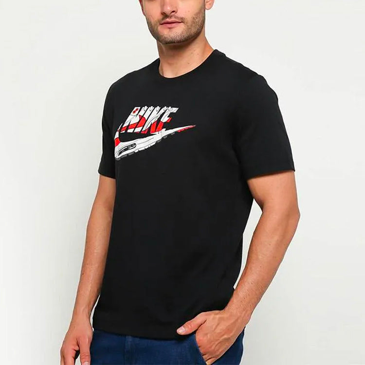 Nike Air Max Printed Loose-Collar Short-Sleeved Male Black BQ0703-010