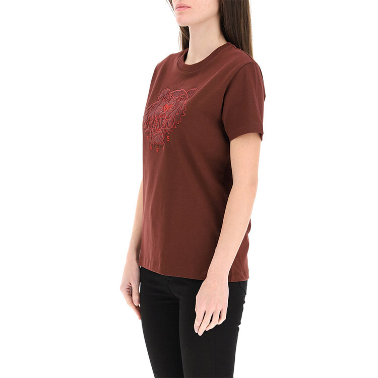KENZO Embroidered Tiger Head Short Sleeve Black Red FA62TS9124YI-23