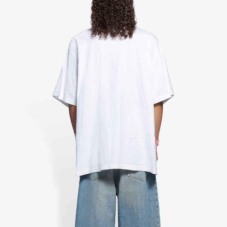 Balenciaga SS21 Retro Plain Weave Large Fit Short Sleeve Unisex White T-Shirt 657059TKV949000