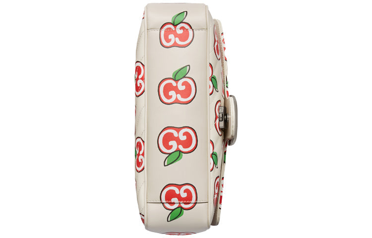 (WMNS) Gucci GG Marmont Silver Leather Chain Shoulder Bag 'Cream White Red' 443497-1W9AN-9086
