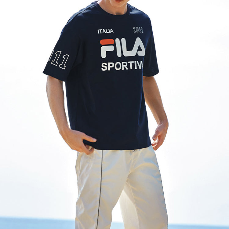 FILA Athleisure Casual Sports Loose Breathable Short Sleeve Blue F11M028147F-NV