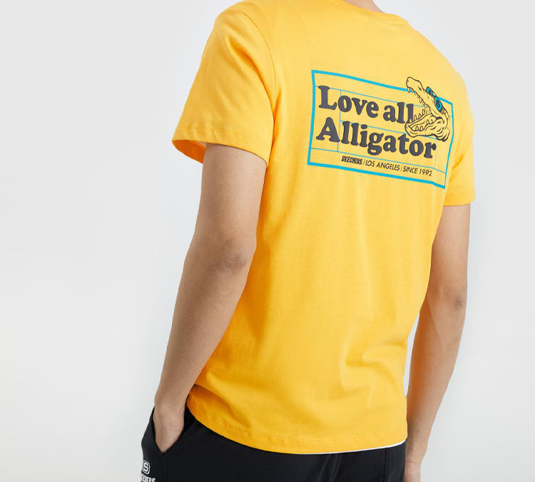 Men's Skechers Alphabet Printing Knit Short Sleeve Yellow L220M029-001N