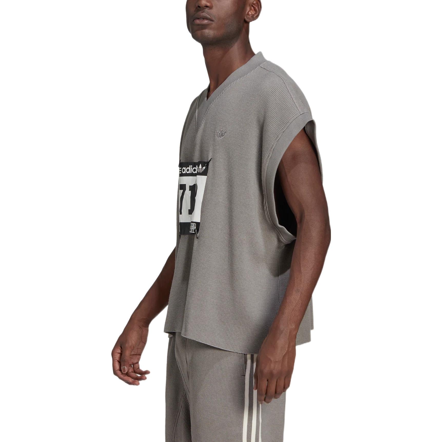 adidas originals Blue Version Detachable Solid Color Athleisure Casual Sports V neck Vest Gray HC3826
