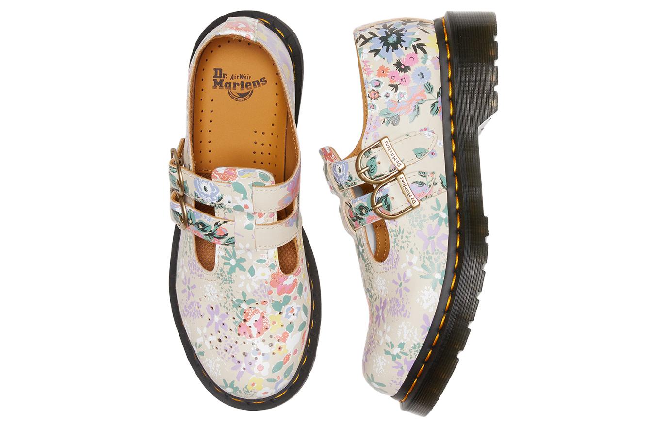 (WMNS) Dr. Martens 8065 Floral Mash Up Leather Mary Jane 'Parchment Beige' 30793292