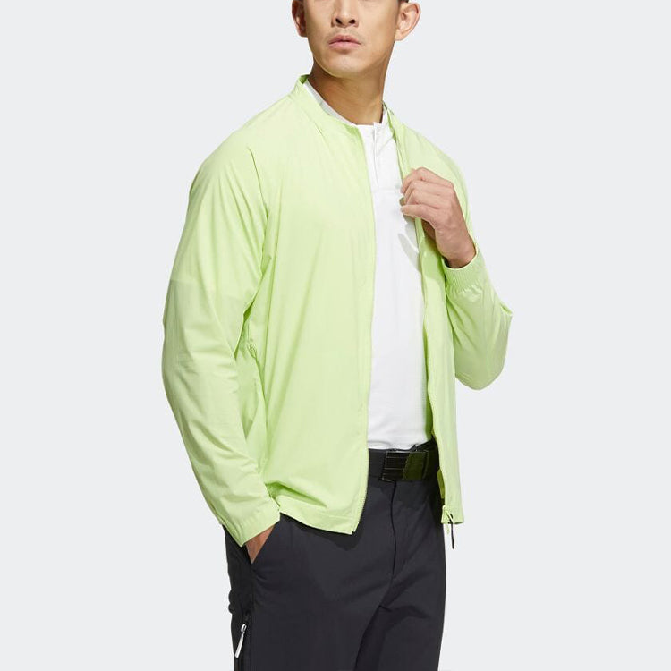 Men's adidas Solid Color Zipper Stand Collar Brand Logo Jacket Japanese Version Green HB3647
